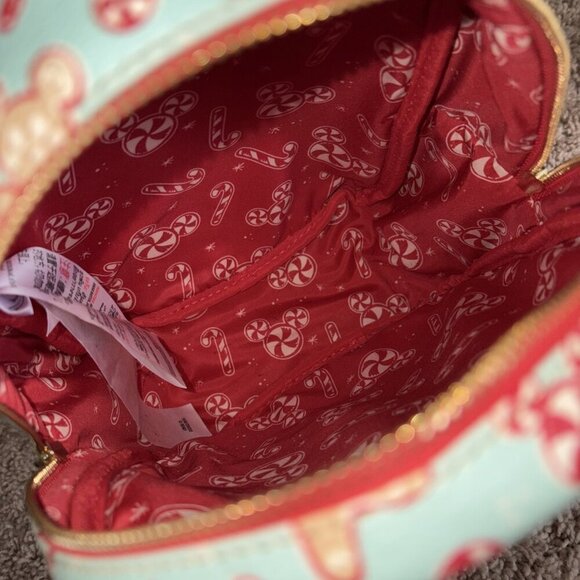 2022 Disney Parks Christmas Holiday Peppermint Candy Cane Loungefly Backpack Bag - Picture 12 of 14